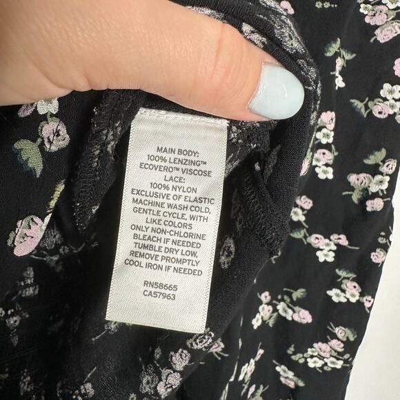 BP. Women’s Lace Trim Long Sleeve‎ Crop Top In Black Kasey Ditsy Size Small - Picture 5 of 9